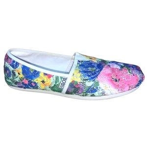 Bobs Skechers Plush Bouquet Floral Sequins Memory Foam Slip-On Shoes Size 7